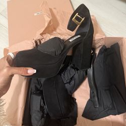 Miu Miu Authentic Black Suede Heels New Size 39,5