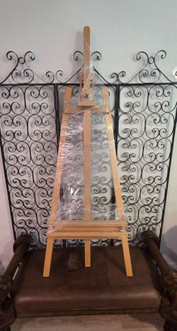 Inclinable A-Frame Easel for Painting & Display, Adjustable 65"-89" H, Holds Canvas up to 49", Beech Wood Easel Stand