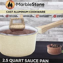 Marble stone 2.5 quart cast aluminum cookware