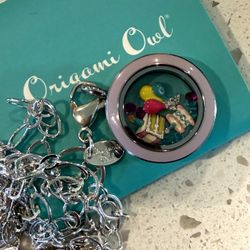 NEW Origami Owl Living Locket Rhinestone Birthday  Charms Jewelry Necklace Gift Only 1 available  11 floating charms. Locket opens & closes