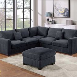Sectional W Ottoman Black / GRAY 
