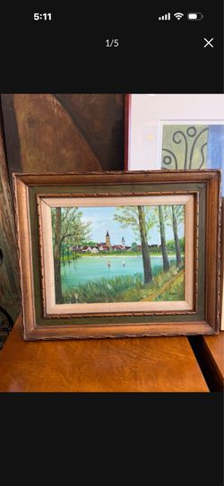 Vintage oil on canvas signed 27 by 23