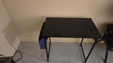 Modern Dark Wood Grain Desk with Side Storage