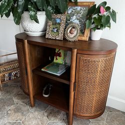 Rattan Wood Buffet Table Cabinet