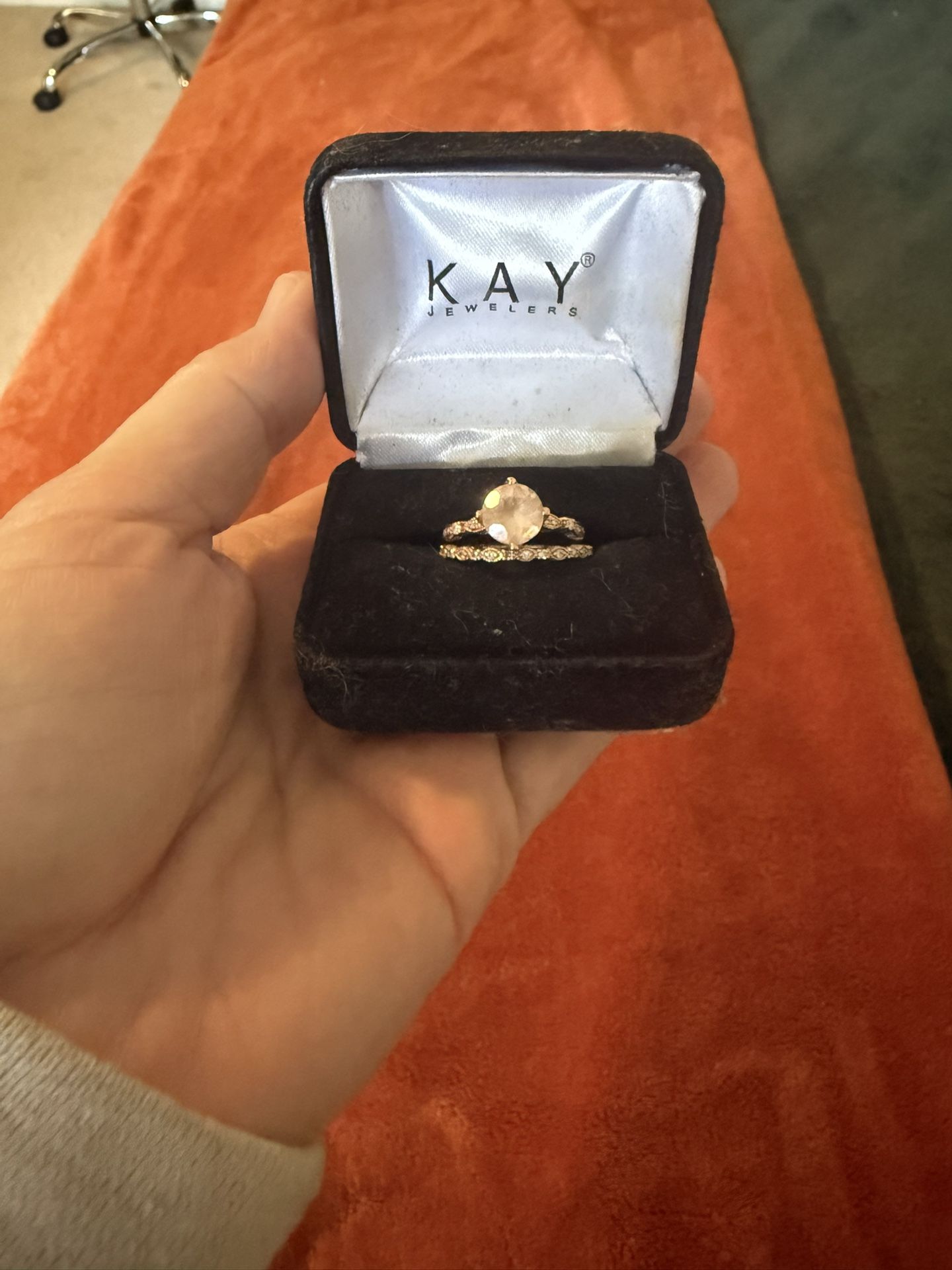 WEDDING SET Morganite Rose Gold Ring