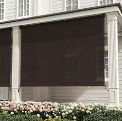 VICLLAX Wide Outdoor Roller Shade for Patio, Patio Roll Up Sun Shade with Cord for Outdoor Porch Blinds, Chocolate