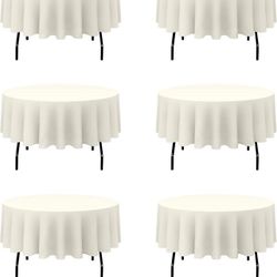 Round Ivory Tablecloths, (6 Pack)