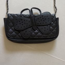Butterfly Clutch Purse W/Strap (black)