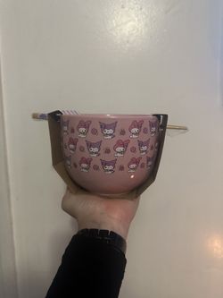 My Melody & Kuromi Ceramic Bowl With Chopsticks