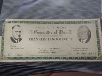 1936 "Committee of One" certificate