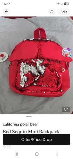 ​California Polar Bear Red Sequin Mini Backpack - New With Tags (NWT)