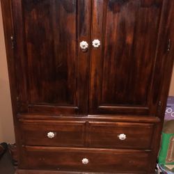 Wooden Cabinet With Shelves And 2 Drawers