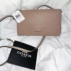 Coach Designer Metallic Foldover Gold Leather Crossbody Bag Purse Handbag