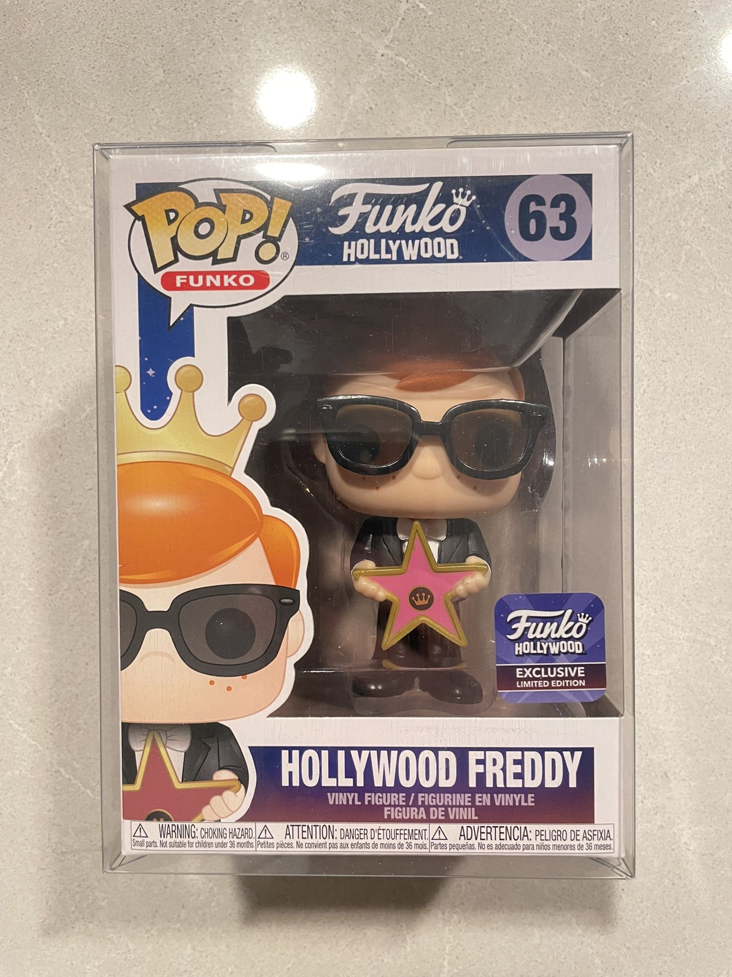 Hollywood Freddy Funko Pop *MINT* Hollywood Store Exclusive 63 with protector Holding Star Walk of Fame Sunglasses