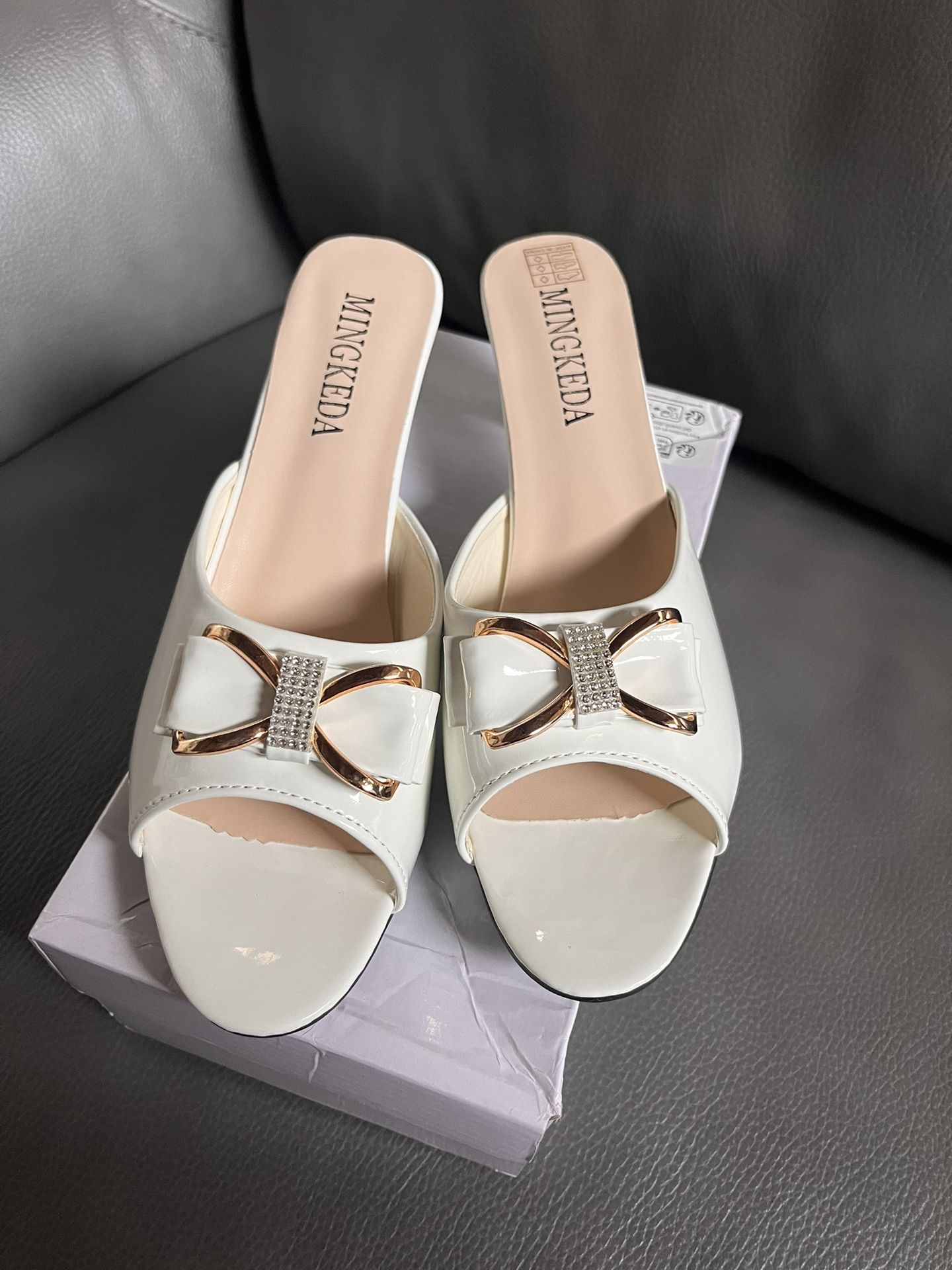 White Low Heels