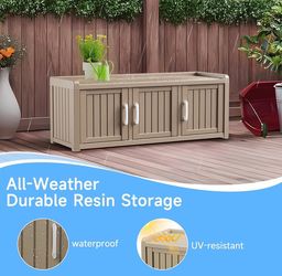 Grey 3-Door Resin Storage Shoe Bench Indoor & Outdoor