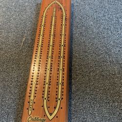 Wooden Cribbgae baord - metal pegs. United States playing card co