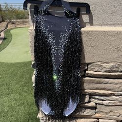 Sparkly Fringe Bodysuit Women Sexy Dancer Leotard Celebrate women size, small medium  Material: 8% polyester and 92% spandex.high stretch,High quality
