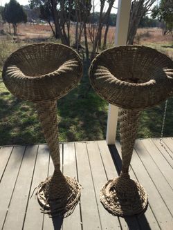 Two Antique wicker entry plant stands