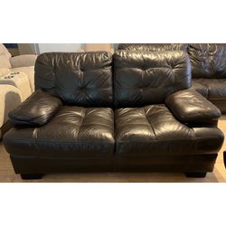 Leather Couch & Loveseat Chocolate Brown $100 For Set 