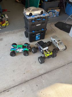 Big remote control trucks and accessories bundle