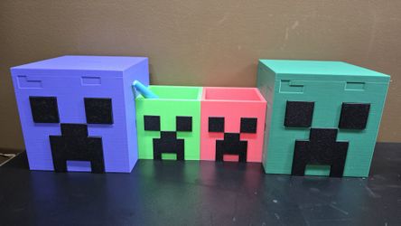 3d Printed Minecraft Themed Coin Banks And Pencil Holders