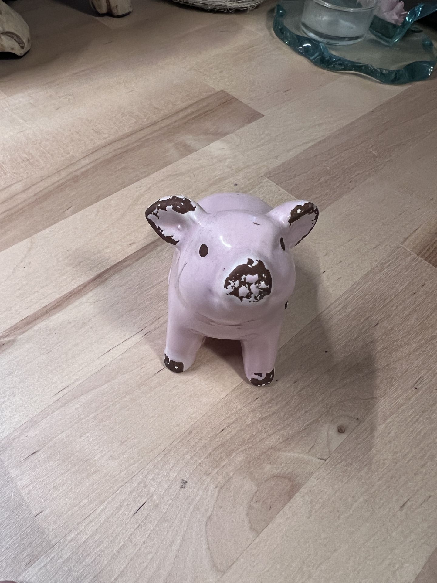 Vintage Pink Ceramic Pig Figurine – Farmhouse or Shabby Chic Décor