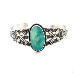 Native American Sterling Turquoise Cuff