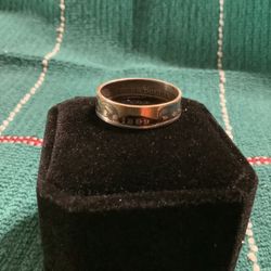 Silver 1899 Coin Ring, 24 k. Gold Plated Accents 