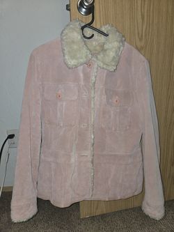 XL Vintage Pink Suede Jacket w/ Shearling Lining – Wilson’s Leather Maxima – Cozy Y2K Style