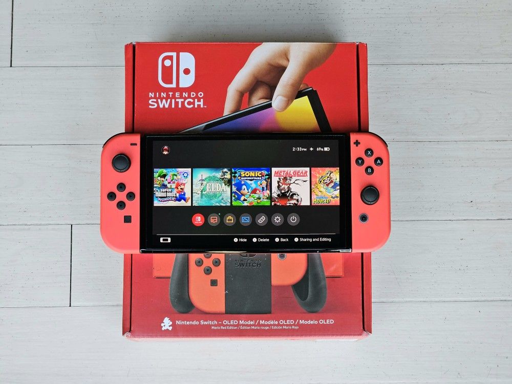 Nintendo Switch OLED Red With 200 Games + Movies