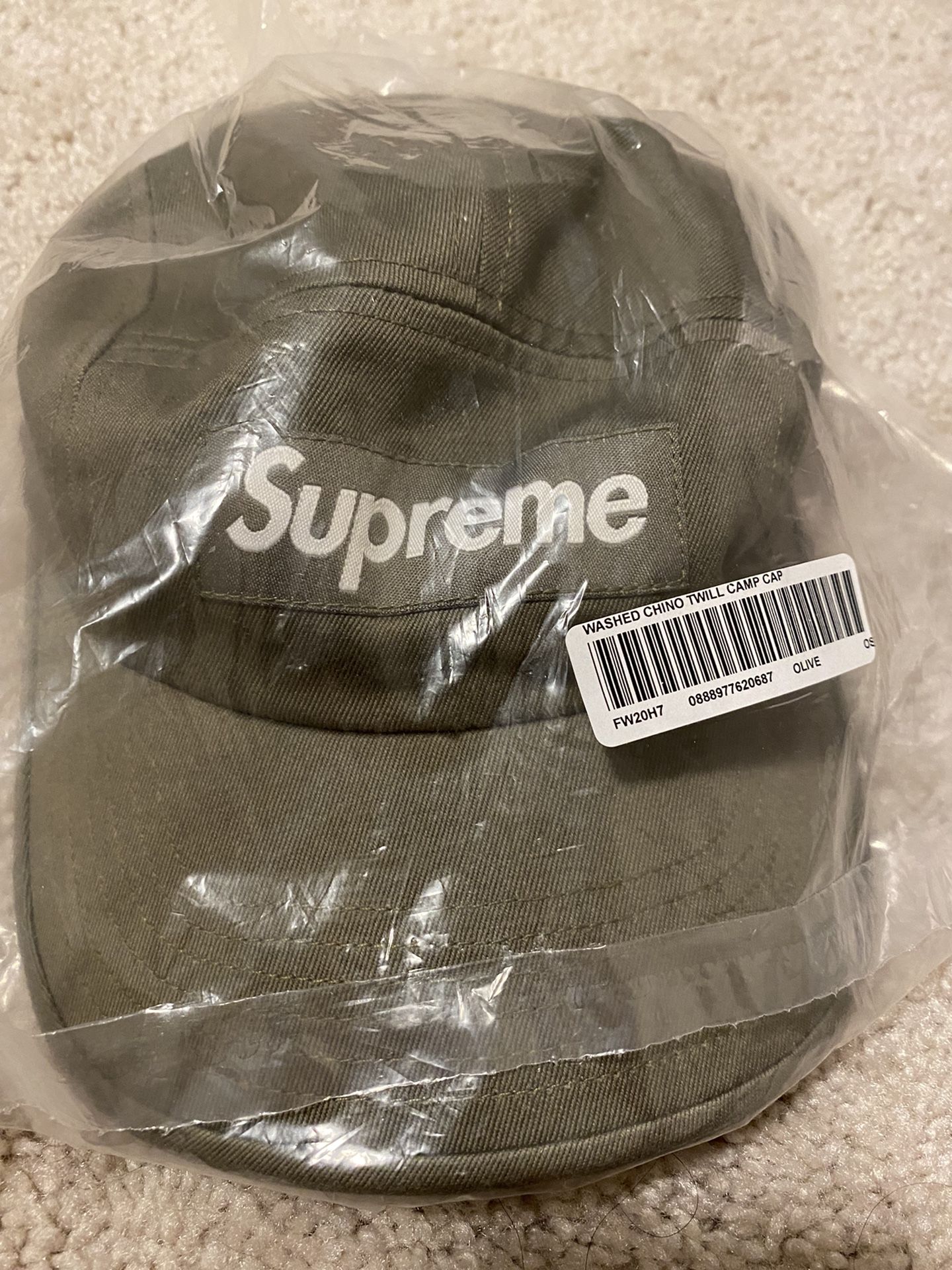Band New Supreme Box Logo Olive 6 Panel Hat