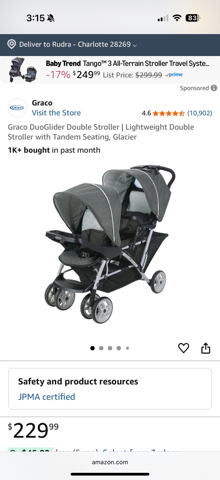 Graco Double Stroller 
