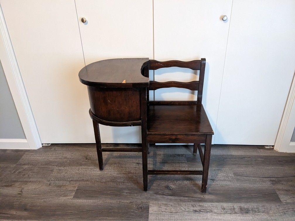 Vintage Wood Telephone Table/ Gossip Bench