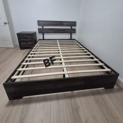 Bedroom Set 4 Pc Platform Bed, Rustic Brown Finish. New Especial Price 