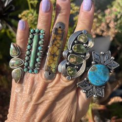 Sterling Turquoise Large Rings 