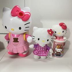 Hello kitty 2 small plush , mug kitty (The big kitty doesn’t work! It’s only for decoration.) 