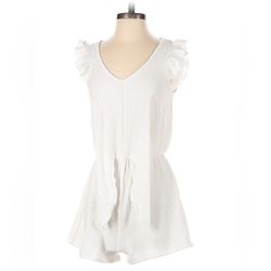 {CAUTION TO THE WIND} White Ribbed Romper