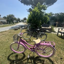 Pink Woman’s Beach Cruiser with Basket