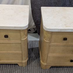 Fairmont Designs Side/ End Table With Three Drawers And Granite Top.