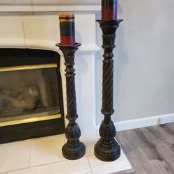 Twisted Tier Pillar Candle Holders with Candles