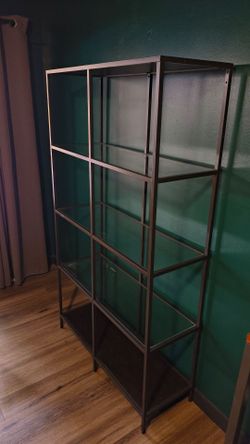 IKEA  VITTSJÖ shelf Unit metal and glass book shelf