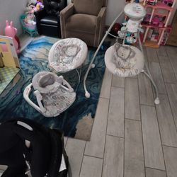 Baby Swing Set With Floor Seat And Vibrating Chair 
