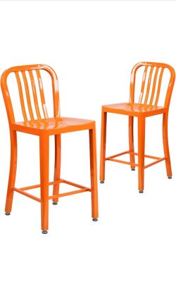 Orange Metal Bar Chairs