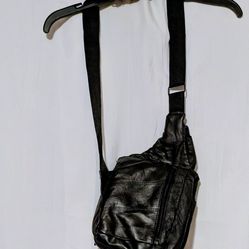 Purse Crossbody Black  Leather Woman's Crossbody Design Bag  8 " Width 9" Length