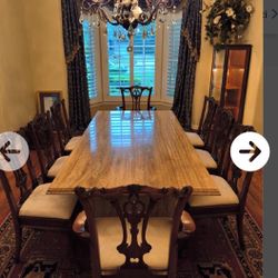 Dining Room Set w/8 Mahogany Chippendale Chairs