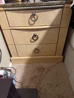 3-Drawer Wood Nightstand with Stone Top (empire & Gary)
