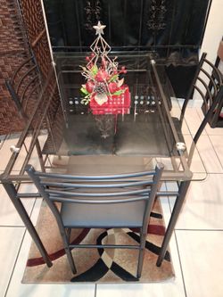 Glass Top Dining Table with 4 Chairs