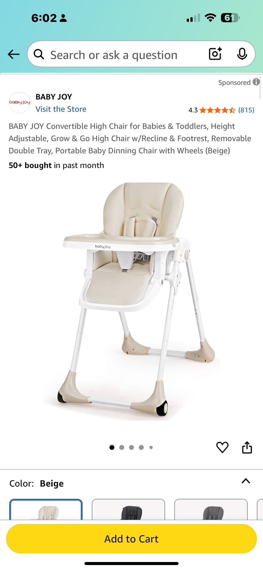 the Store 4.3 ** *** (815) BABY JOY Convertible High Chair for Babies & Toddlers,