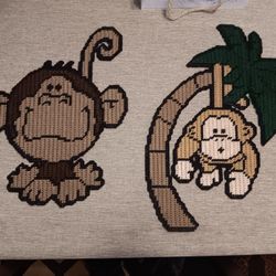 Monkey Plastic Canvas Decor